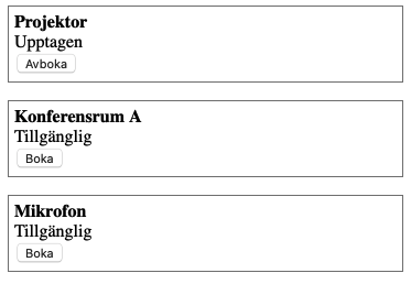 The system lists all resources